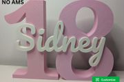 Personalized Age Number Sign with Name Birthday Decor