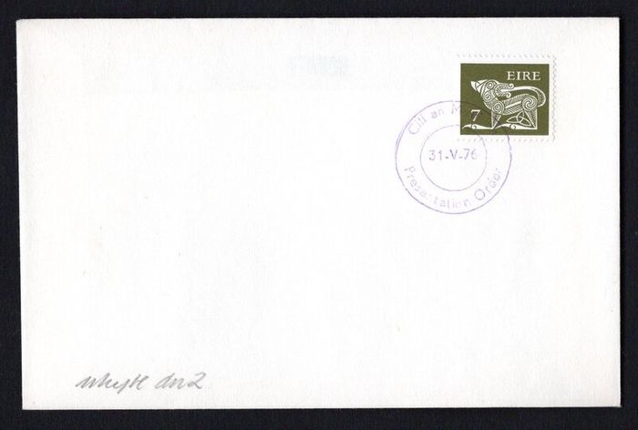 1976 Ireland  Cill am Mhullinn 31st May 1976 Presentation Order tying 7p Gerl definitive on plain cover