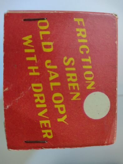 Line-Mar : Friction Siren Old Jalopy with Driver - Boxed (1940s - 1950s Rare)
