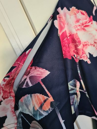 Navy & Pink Scuba Faux Wrap Dress (nwt)
