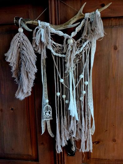 unique macrame with  antler