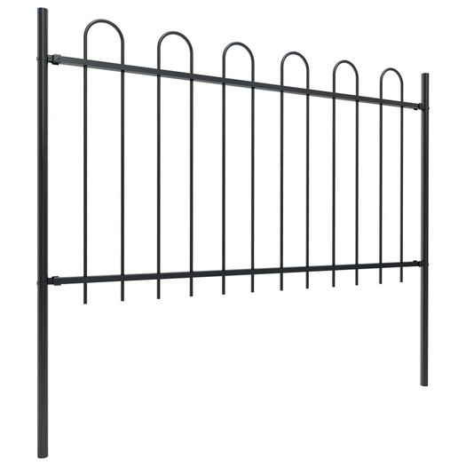 Garden Fence with Hoop Top Steel 13.6x1 m Black