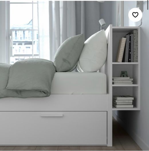 IKEA Brimnes Double Bed Frame with Headboard and Storage