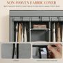 Foldable Fabric Wardrobe for Bedroom, Portable Wardrobe with 5 Shelves, 2 Hanging Rails and 3 Fabric Drawers, Light Grey Image 4