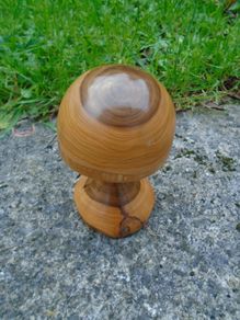 Wood turned toadstool ornament, Yew wood ornament, Home decor,Wooden ornament