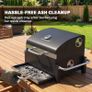 Steel Charcoal Grill Portable BBQ Smoker with Lid Adjustable Vents Two-Stage Charcoal Pan Thermometer Image 2