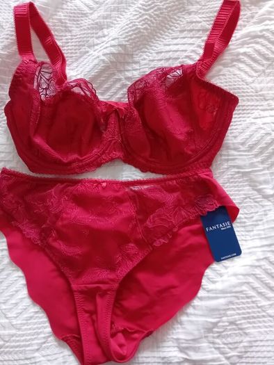 Fantasie Allegra - Underwired Side Support Bra 30F and Briefs S - Red - BNWT RRP 80