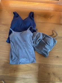 3 La redoute Cotton vest tops with built in bra size 10 UK