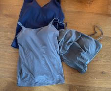 3 La redoute Cotton vest tops with built in bra size 10 UK