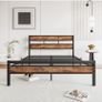 Double Bed Frame with Wood Headboard Image 9