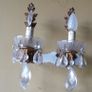 Vintage 1960 Wall Brass & Glass Drops Murano Lamps Image 2
