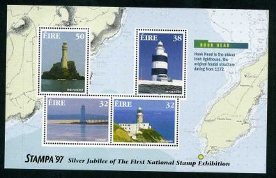 1997 Ireland Stampa Member Souvenir on Lighthouse (Hook Head) Commemorative Stamps Booklet Pane Overprinted for Stampa Mint Never Hinged (MNH)
