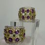 Silver earrings Harry Ivens Amethyst & Chrome Diopside Hoop Earrings Image 8