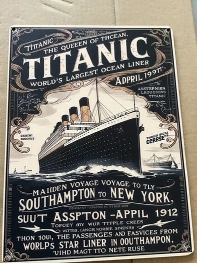 Titanic sign, made from wood