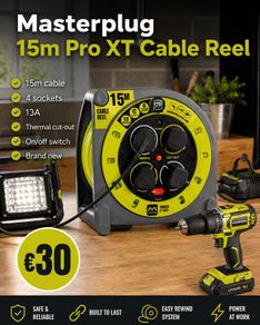 Brand New Masterplug 15m Pro XT Cable Reel