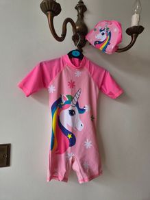 One piece girls unicorn swimsuit