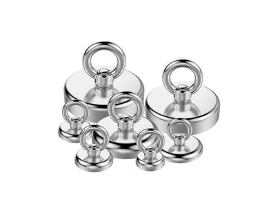 Super Strong Magnets Set Neodymium Magnet Hook Kit With Countersunk Hole Eyebolt Magnetic Hooks Salvage Fishing Magnet Searcher