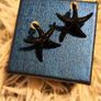 Small Shiny Earrings with Black Starfish Motif Elegant Minimal Style Image 5