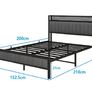 King Size Bed Frame with Storage and Headboard Shelf, Upholstered Bed Frame Image 2