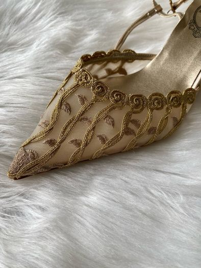 Marian Pointed Toe Mesh Slingback Kitten Heels
