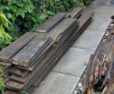 Used decking boards and firewood