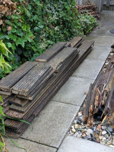 Used decking boards and firewood
