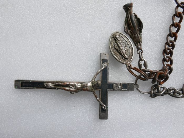 Antique Nun's Crucifix and Devotional Medals