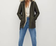 Mango Faux shearling-lined parka size XS