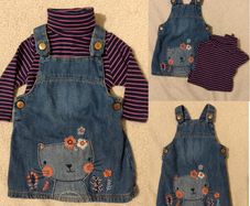 Denim Pinafore Dress And Top Set
