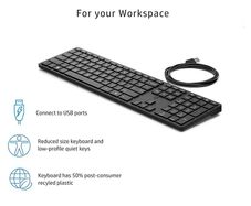 Brand New || HP Original Wired Desktop Keyboard 320K UK Keyboard || Black