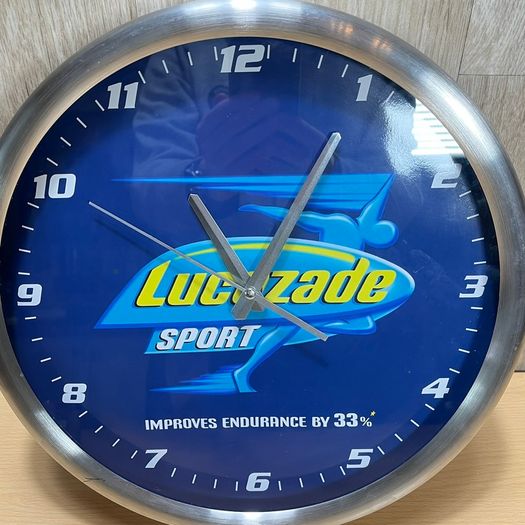 Lucozade Promotional Wall Clock - Mancave Bar Soft Drinks Sports Energy