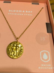 Embossed Zodiac Sign Necklace (Gemini) 100% Stainless Steel