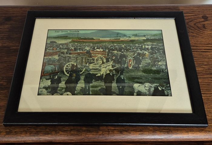 Title: Framed Vintage Dundalk Fair Green Historical Print 16" x 12"