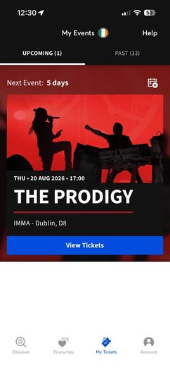 The prodigy and carl cox 2 x tickets(front standing)