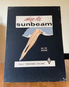 Vintage Ad Fashion Shop Advertising Showcard for Sunbeam Nylons - 2 Available