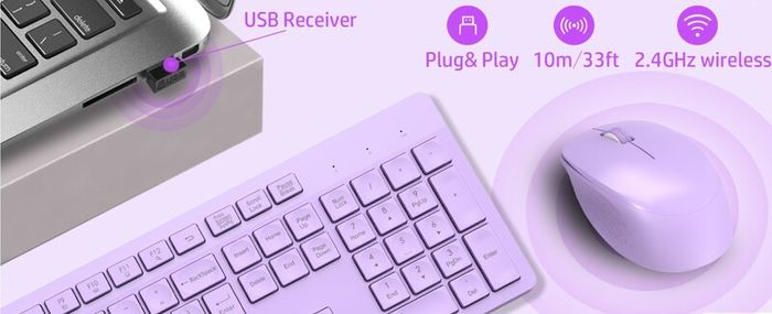 Wireless Keyboard & Mouse Set - brand new, never used (Purple)