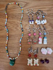 Kawaii earings and necklace bundle - new