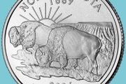 North Dakota, 1889, The Buffalo - Quarter Dollar.