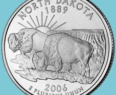 North Dakota, 1889, The Buffalo - Quarter Dollar.
