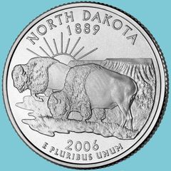 North Dakota, 1889, The Buffalo - Quarter Dollar.