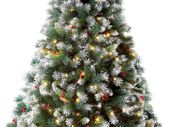 _6FT Claudia Pre Lit Christmas Tree with 300LED Lights with Timer, 8 Light Modes, Decorative Pinecones and Berries