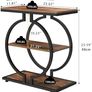Narrow End Table 3-Tier Round Side Table with Geometric O-Shaped Base Industrial Small Sofa Table Image 2