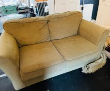 2 seater second hand, olive green sofa
