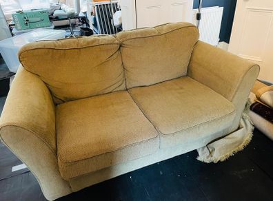 2 seater second hand, olive green sofa