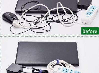 5pcs Wire Loop Hook Ties Cable Straps Green  Reusable Fastening Organizer Adjustable Free inspection
