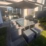 8 Seater Cube Garden Set Rattan with Parasol & Cover Practically Brand New Image 2