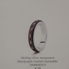 New genuine pandora sterling silver purple enamel ring
