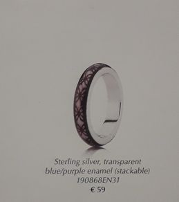 New genuine pandora sterling silver purple enamel ring
