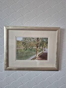 Premium Custom Framed Original Watercolor Wood Cushion Profile Frame
