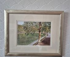 Premium Custom Framed Original Watercolor Wood Cushion Profile Frame